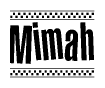 The clipart image displays the text Mimah in a bold, stylized font. It is enclosed in a rectangular border with a checkerboard pattern running below and above the text, similar to a finish line in racing. 