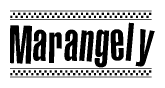 The clipart image displays the text Marangely in a bold, stylized font. It is enclosed in a rectangular border with a checkerboard pattern running below and above the text, similar to a finish line in racing. 