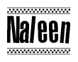 The clipart image displays the text Naleen in a bold, stylized font. It is enclosed in a rectangular border with a checkerboard pattern running below and above the text, similar to a finish line in racing. 