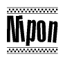 The clipart image displays the text Nipon in a bold, stylized font. It is enclosed in a rectangular border with a checkerboard pattern running below and above the text, similar to a finish line in racing. 