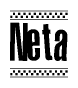 The clipart image displays the text Neta in a bold, stylized font. It is enclosed in a rectangular border with a checkerboard pattern running below and above the text, similar to a finish line in racing. 