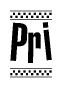 The clipart image displays the text Pri in a bold, stylized font. It is enclosed in a rectangular border with a checkerboard pattern running below and above the text, similar to a finish line in racing. 