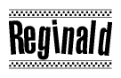 The image contains the text Reginald in a bold, stylized font, with a checkered flag pattern bordering the top and bottom of the text.