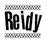 The clipart image displays the text Reidy in a bold, stylized font. It is enclosed in a rectangular border with a checkerboard pattern running below and above the text, similar to a finish line in racing. 