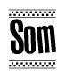 Som Bold Text with Racing Checkerboard Pattern Border