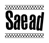 The clipart image displays the text Saead in a bold, stylized font. It is enclosed in a rectangular border with a checkerboard pattern running below and above the text, similar to a finish line in racing. 