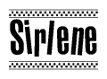 The image contains the text Sirlene in a bold, stylized font, with a checkered flag pattern bordering the top and bottom of the text.