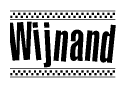 The clipart image displays the text Wijnand in a bold, stylized font. It is enclosed in a rectangular border with a checkerboard pattern running below and above the text, similar to a finish line in racing. 