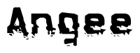 The image contains the word Angee in a stylized font with a static looking effect at the bottom of the words