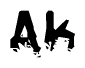 This nametag says Ak, and has a static looking effect at the bottom of the words. The words are in a stylized font.