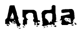 The image contains the word Anda in a stylized font with a static looking effect at the bottom of the words