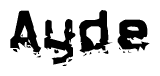 The image contains the word Ayde in a stylized font with a static looking effect at the bottom of the words