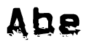 The image contains the word Abe in a stylized font with a static looking effect at the bottom of the words