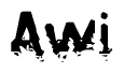 The image contains the word Awi in a stylized font with a static looking effect at the bottom of the words