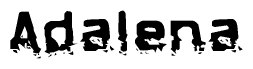 This nametag says Adalena, and has a static looking effect at the bottom of the words. The words are in a stylized font.
