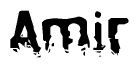 The image contains the word Amir in a stylized font with a static looking effect at the bottom of the words