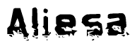 The image contains the word Aliesa in a stylized font with a static looking effect at the bottom of the words