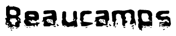 The image contains the word Beaucamps in a stylized font with a static looking effect at the bottom of the words