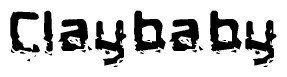 The image contains the word Claybaby in a stylized font with a static looking effect at the bottom of the words