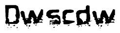 The image contains the word Dwscdw in a stylized font with a static looking effect at the bottom of the words