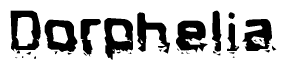 The image contains the word Dorphelia in a stylized font with a static looking effect at the bottom of the words