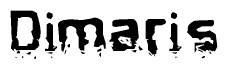 The image contains the word Dimaris in a stylized font with a static looking effect at the bottom of the words