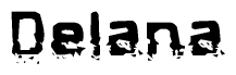 The image contains the word Delana in a stylized font with a static looking effect at the bottom of the words