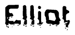 The image contains the word Elliot in a stylized font with a static looking effect at the bottom of the words