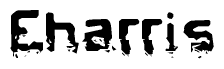   The image contains the word Eharris in a stylized font with a static looking effect at the bottom of the words 