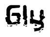 This nametag says Gly, and has a static looking effect at the bottom of the words. The words are in a stylized font.