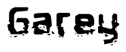 The image contains the word Garey in a stylized font with a static looking effect at the bottom of the words