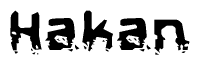 The image contains the word Hakan in a stylized font with a static looking effect at the bottom of the words