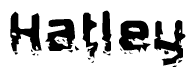 The image contains the word Hatley in a stylized font with a static looking effect at the bottom of the words
