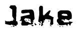 The image contains the word Jake in a stylized font with a static looking effect at the bottom of the words