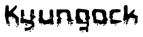 This nametag says Kyungock, and has a static looking effect at the bottom of the words. The words are in a stylized font.