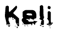The image contains the word Keli in a stylized font with a static looking effect at the bottom of the words