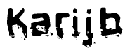 The image contains the word Karijb in a stylized font with a static looking effect at the bottom of the words