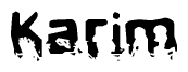 The image contains the word Karim in a stylized font with a static looking effect at the bottom of the words