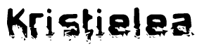 This nametag says Kristielea, and has a static looking effect at the bottom of the words. The words are in a stylized font.