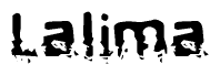 The image contains the word Lalima in a stylized font with a static looking effect at the bottom of the words