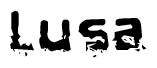 The image contains the word Lusa in a stylized font with a static looking effect at the bottom of the words