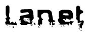 The image contains the word Lanet in a stylized font with a static looking effect at the bottom of the words