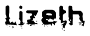 The image contains the word Lizeth in a stylized font with a static looking effect at the bottom of the words