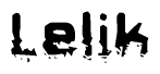 The image contains the word Lelik in a stylized font with a static looking effect at the bottom of the words