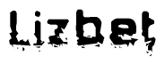 The image contains the word Lizbet in a stylized font with a static looking effect at the bottom of the words