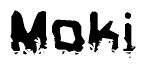 The image contains the word Moki in a stylized font with a static looking effect at the bottom of the words