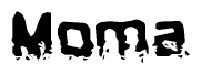 The image contains the word Moma in a stylized font with a static looking effect at the bottom of the words
