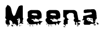 The image contains the word Meena in a stylized font with a static looking effect at the bottom of the words