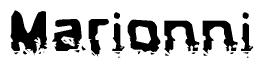 The image contains the word Marionni in a stylized font with a static looking effect at the bottom of the words
