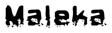 The image contains the word Maleka in a stylized font with a static looking effect at the bottom of the words